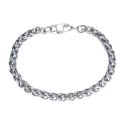 J.p. Army Men's Jewelry Stainless Steel 8 1/2 Inch Wheat Chain Bracelet In Transparent