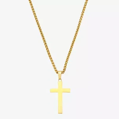 J.p. Army Mens Stainless Steel Cross 24 Inch Pendant Necklace In Yellow