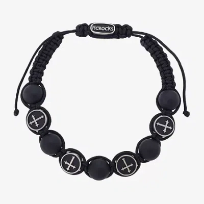 J.p. Army Mens Stainless Steel Cross Bolo Bracelet In Gray