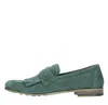 Jp/david Woman Loafers Green Size 7 Leather In Verde Blu E Verdi