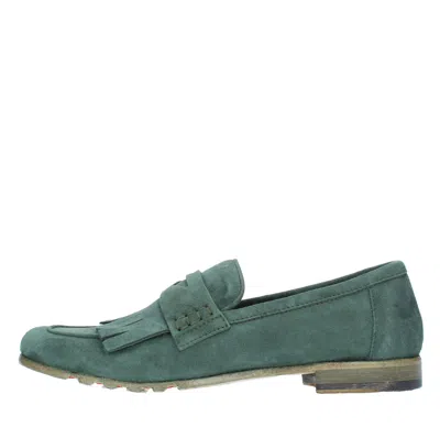 Jp/david Woman Loafers Green Size 7 Leather In Verde Blu E Verdi
