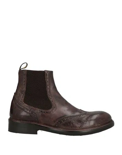 Jp/david Man Ankle Boots Dark Brown Size 9 Soft Leather, Textile Fibers