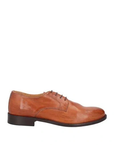 Jp/david Man Lace-up Shoes Tan Size 9 Leather In Brown