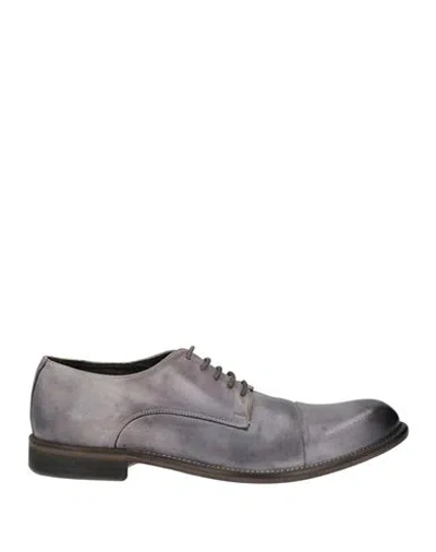 Jp/david Man Lace-up Shoes Light Grey Size 8 Soft Leather In Gray