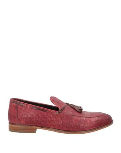 Jp/david Man Loafers Burgundy Size 8 Leather In Red