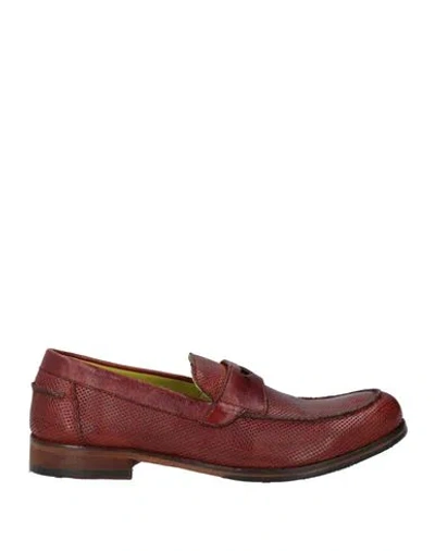 Jp/david Man Loafers Burgundy Size 9 Leather In Red