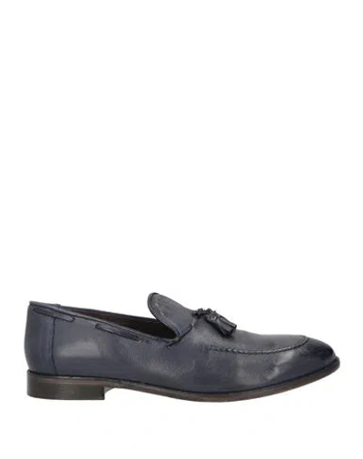 Jp/david Man Loafers Navy Size 9 Leather In Blue