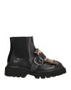Jp/david Woman Ankle Boots Black Size 5 Leather In Black