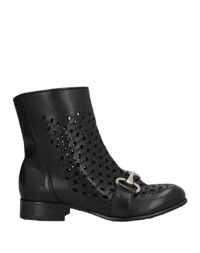 Jp/david Woman Ankle Boots Black Size 8 Leather In Nero Neri E Grigi