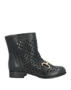 Jp/david Woman Ankle Boots Black Size 8 Leather In Black