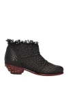 Jp/david Woman Ankle Boots Black Size 7 Leather In Navy