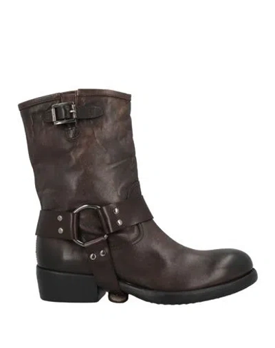 Jp/david Woman Ankle Boots Dark Brown Size 6 Leather