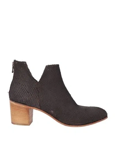 Jp/david Woman Ankle Boots Dark Brown Size 8 Leather