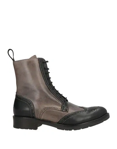 Jp/david Woman Ankle Boots Grey Size 6 Leather In Gray