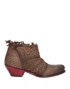 Jp/david Woman Ankle Boots Khaki Size 8 Leather In Beige