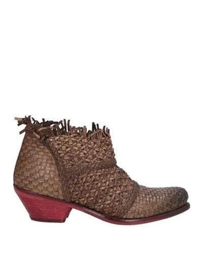 Jp/david Woman Ankle Boots Khaki Size 8 Leather In Beige