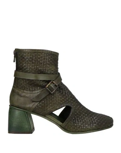 Jp/david Woman Ankle Boots Military Green Size 6 Leather