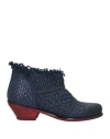 Jp/david Woman Ankle Boots Black Size 7 Leather In Navy