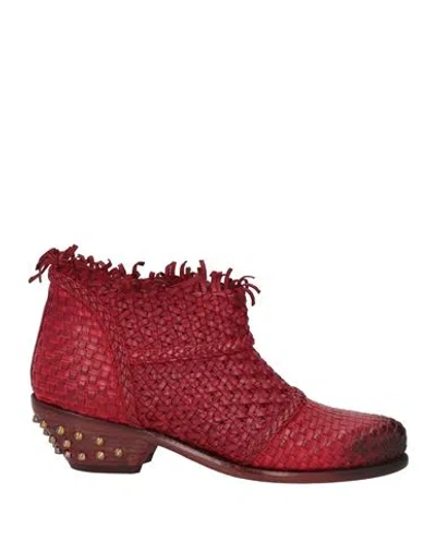 Jp/david Woman Ankle Boots Red Size 7 Leather