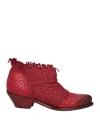 Jp/david Woman Ankle Boots Tomato Red Size 6 Leather