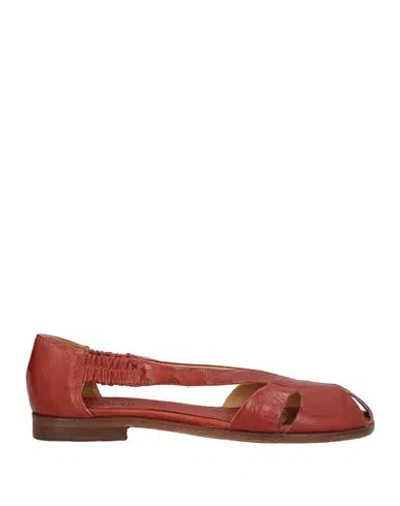 Jp/david Woman Ballet Flats Rust Size 11 Leather In Red