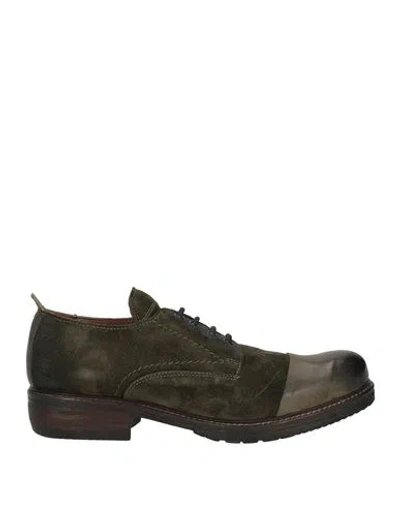 Jp/david Woman Lace-up Shoes Military Green Size 6 Leather