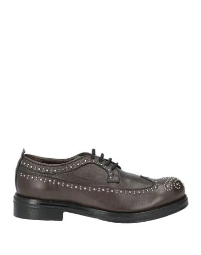 Jp/david Woman Lace-up Shoes Grey Size 6 Leather In Brown