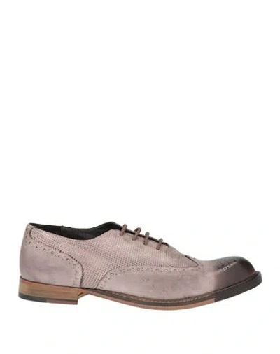 Jp/david Woman Lace-up Shoes Taupe Size 11 Leather In Gray