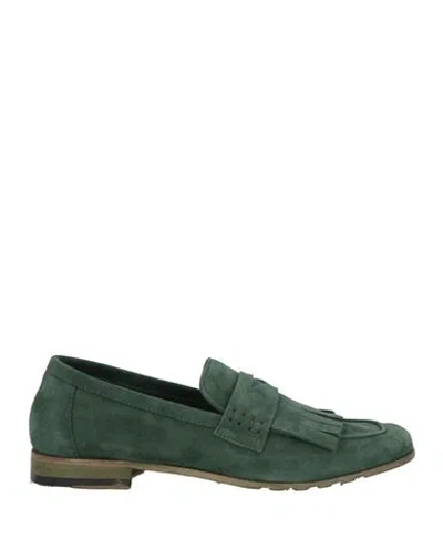 Jp/david Woman Loafers Green Size 7 Leather In Verde Blu E Verdi