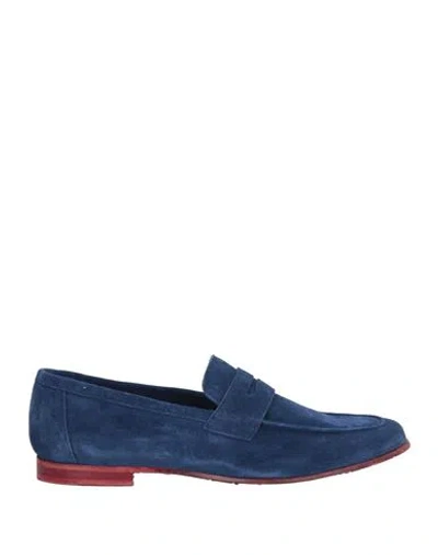 Jp/david Woman Loafers Navy Size 10 Leather In Blue