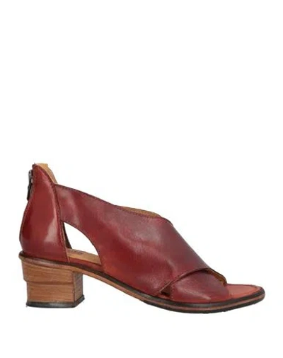 Jp/david Woman Sandals Rust Size 7 Leather In Red