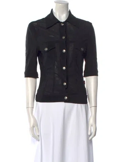 Pre-owned Jpg Jeans Three-quarter Sleeve Button-up Top In Black