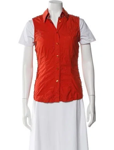Pre-owned Jpg Jeans Vintage Short Sleeve Button-up Top In Orange