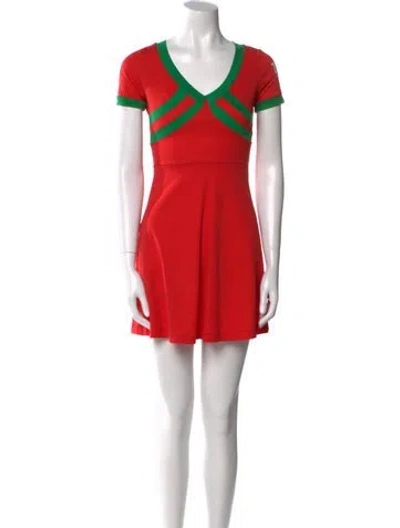 Pre-owned Jpg Jeans V-neck Mini Dress In Red