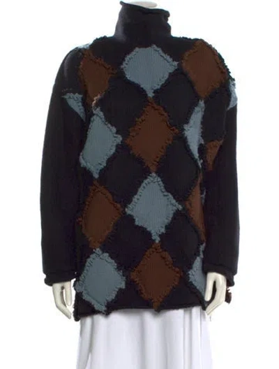 Pre-owned Jpg Jeans Wool Plaid Print Sweater In Black