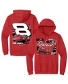 Jr Motorsports Official Team Apparel Men's Red Dale Earnhardt Jr. Budweiser Car Pullover Hoodie