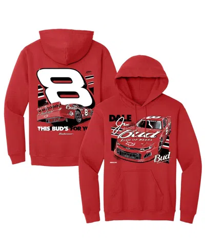 Jr Motorsports Official Team Apparel Men's Red Dale Earnhardt Jr. Budweiser Car Pullover Hoodie