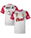 Jr Motorsports Official Team Apparel Men's White Dale Earnhardt Jr. Budweiser Baseball Uniform T-shirt In Multi