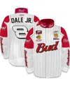 Jr Motorsports Official Team Apparel Men's White/red Dale Earnhardt Jr. Budweiser Uniform Full-snap Jacket In Multi