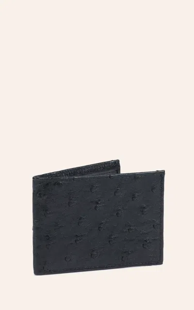 Jrc & Sons Men's Black Ostrich Leather Bifold Exotic Wallet