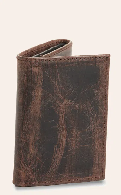Jrc & Sons Men's Chocolate Brown Mad Dog Goat Leather Trifold Wallet