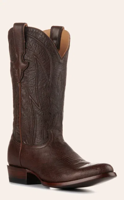 Jrc & Sons Men's Cooper Smooth Quill Ostrich Round Toe Exotic Cowboy Boot In Antique Chocolate In Brown