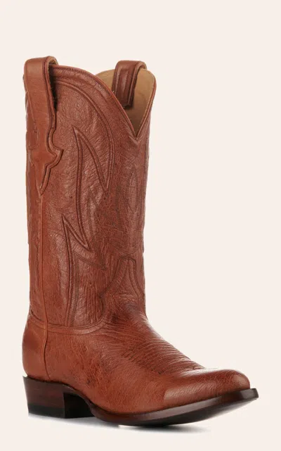 Jrc & Sons Men's Cooper Smooth Quill Ostrich Round Toe Exotic Cowboy Boot In Antique Cognac In Brown