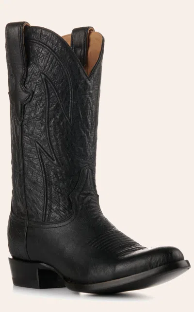 Jrc & Sons Men's Cooper Smooth Quill Ostrich Round Toe Exotic Cowboy Boot In Black
