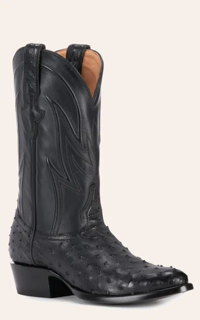 Jrc & Sons Men's Jose Full Quill Ostrich Round Toe Exotic Cowboy Boot In Black