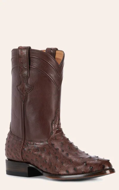 Jrc & Sons Men's Miguel Full Quill Ostrich Round Toe Exotic Roper Boot In Tobacco In Multi