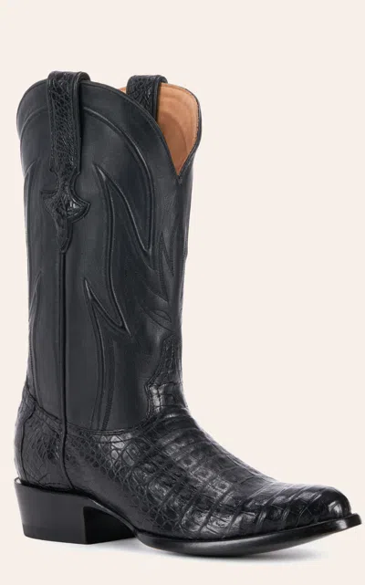 Jrc & Sons Men's Weldon Caiman Belly Round Toe Exotic Cowboy Boot In Black
