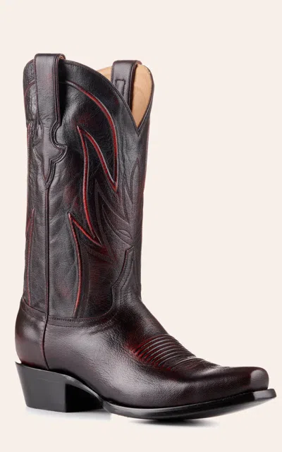 Jrc & Sons Men's Wyatt Brush Off Goat Punchy Square Toe Cowboy Boot In Black Cherry In Multi