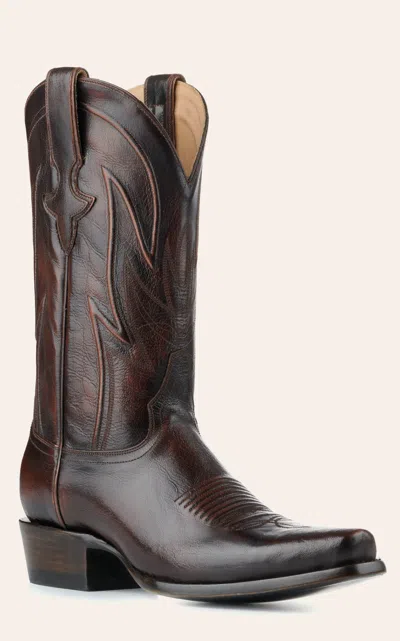 Jrc & Sons Men's Wyatt Brush Off Goat Punchy Square Toe Cowboy Boot In Chocolate In Multi