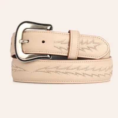 Jrc & Sons Women's Nancy Nude Boot Stitch Leather Belt In Neutral